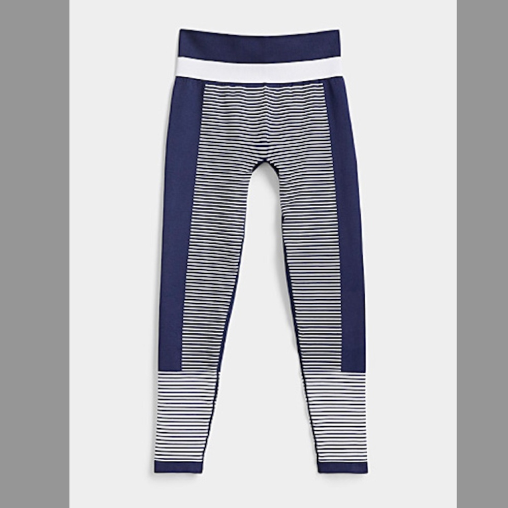Champion navy blue and white stripe high waist ultra stretch leggings NWT